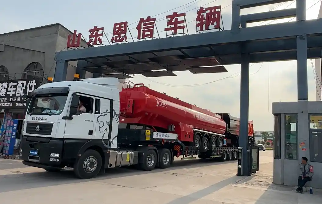 Enxin heavy duty tipper semi trailer leaving factory for Central Asia project